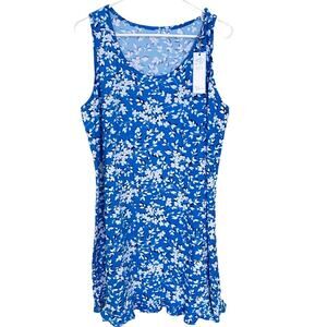 Draper James Dress Grace & Charm Cerulean Blue Floral Ruffle Hem NWT L XL